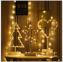 PVC Christmas Trees Love Heart Five Star Battery Led Night Lights Lamp Bedroom Beside Decoration Table Lamps Desk Lights 2024 - buy cheap