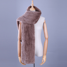 2020 Luxury Womens Genuine Real Rex Rabbit Fur Hand Knitted Long Winter Warm Thick Scarf Scarves Wraps Muffler 2024 - buy cheap