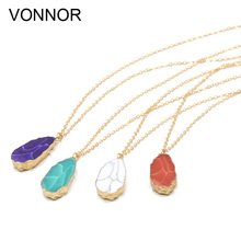 Fashion Jewelry Women's Necklace Irregular Oval Stone Pendant Chain Short Necklace Female Girl Jewelry Gifts 2024 - buy cheap