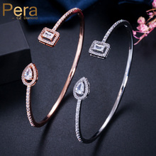 Pera Mirco Pave Open Cuff Design Prom Party Jewelry Accessories Big Geometric Shape Cubic Zirconia Bangles for Women Gift Z037 2024 - buy cheap