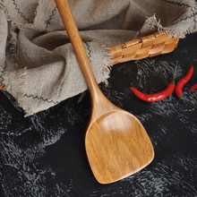 Длинный Деревянный Пособия по кулинарии лопатка для риса Совок Кухня посуда с антипригарным покрытием ручной лопатка для котелка с выпуклым днищем 2024 - купить недорого