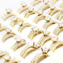 Conjunto de anillos de compromiso para mujer, sortijas de boda con incrustaciones románticas de diamantes de imitación, 12 piezas 2024 - compra barato