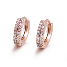 MxGxFam Rose Gold Color Small 2 Line CZ Hoop Earrings For Women Fashion Cute Jewelry 2019 New Design Good Quality 2024 - buy cheap