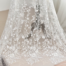 Flor de ameixa tecido bordado vestido de casamento feito à mão faça você mesmo tecido de roupa de alta qualidade 2024 - compre barato