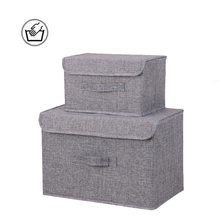 2 Pcs Upgrade Washable Cotton Linen Fabric Storage Box Folding Clothes Underwear Socks Toys Storage Bins Organizer 2024 - buy cheap