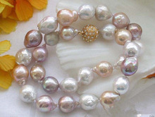 New rare large 11-12MM WHITE PINK lavender PEARL NECKLACE 18" 2024 - buy cheap