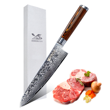 BIGSUNNY Chef Knife 8"Professional Meat Knife Slicing Cutter Kitchen Knife, Damascus Steel Sharp Blade, Nonslip Pakkawood Handle 2024 - buy cheap