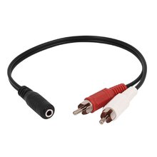 3.5 mm stereo female 2 RCA male AV cable auxiliary audio adapter wire 2024 - buy cheap