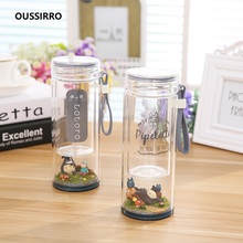 Cartoon Glass Creative Fruit Portable Drinking Cup Student Cute Rope Teacup Male and Female 2024 - buy cheap