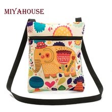 Miyahouse Colorful Cartoon Elephant Printed Messenger Bag Mini Flap Shoulder Bag Canvas Bag For Girls Summer Ladies Small Bag 2024 - buy cheap