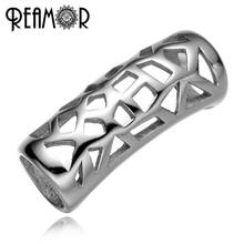 REAMOR 6mm/8mm 316l Stainless steel Irregular Hollow European Spacer Barrel Beads Charms For Bracelet Men Jewelry Making 2024 - buy cheap