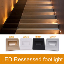 LED Ressessed footlights AC90~260V indoor LED footlight 5 LED 1.5W warm white led wall light black/gold/silver/white 2024 - buy cheap