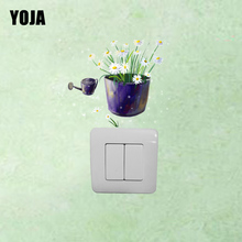 Pegatina de interruptor de YOJA, maceta colorida para flores, diseño moderno europeo, pegatinas de pared de PVC, 13SS0057 2024 - compra barato