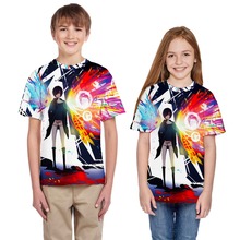 Camiseta para cosplay infantil do tokyo ghoul, camiseta unissex para meninos e meninas, manga curta com gola em o 2024 - compre barato