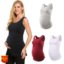 Regata maternidade sólida de algodão, camiseta grande 2xl de algodão para mulheres grávidas, moda verão 2024 - compre barato