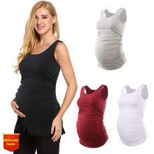 Camisetas de maternidad para mujeres embarazadas, Tops de algodón sin mangas lisos, camiseta para embarazadas, ropa de embarazo, camiseta grande 2XL 2024 - compra barato