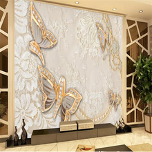 Beibehang papel de parede personalizado com padrão de borboleta romântico em seda joias borboletas fundo de tv 2024 - compre barato