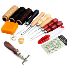 14Pcs/Set Leather Craft Hand Stitching Sewing Tool Thread Awl Waxed Thimble Kit 2024 - buy cheap