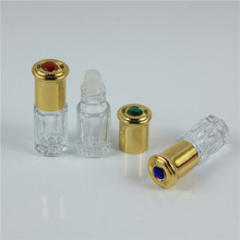200pcs/lot 3ml 6ml 12ml Octagonal Thick Glass Roll On Essential Oil Empty Perfume Bottle With Gold Lid Wholesale 2024 - buy cheap