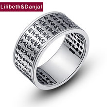 Anillo de plata de primera ley con inicial para hombre y mujer, sortija 100%, plata esterlina 999, Buda, Mantra, boda, 2019 2024 - compra barato