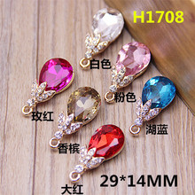 Free Shipping 30PCS Water Drop Crystal Rhinestone Necklace Pendants Gold Tone Alloy DIY Bracelet Floating Charms Wholesale 2024 - buy cheap