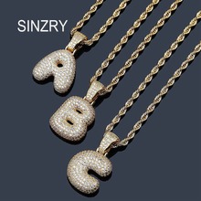 SINZRY bling AAA cubic zirconia CZ jóias da cor do Ouro dos homens Hip hip charme letra do alfabeto Pingente De colares Para As Mulheres 2024 - compre barato