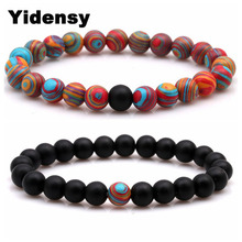 Yidensy 2 Pcs Couples Distance Bracelet Classic Natural Stone Black Mixed Yin Yang Beaded Bracelets for Men Women Best Friend 2024 - buy cheap