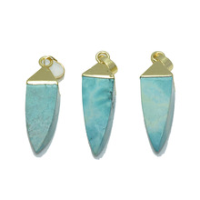 Womens gold stone necklace pendant big turquoises gold plating jewelry natural green howlite long prism stripe heath 4 face 2024 - buy cheap