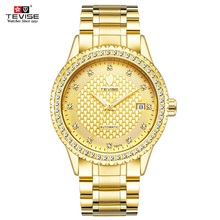 TEVISE Full Gold Clock Men Automatic Watch Luminous Stainless Steel Watchband Date Luxury Men Watch Fashion New  2021 2024 - buy cheap