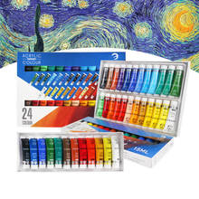 Conjunto de pintura acrílica para pintura, 12/24 cores, 15/36ml, suprimentos para pintura, faça você mesmo, resistente à água, ferramenta de desenho 2024 - compre barato