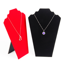 TONVIC Wholesale 4 Black/Red Velvet Necklace Display Stand Holder Board Jewelry Rack For 2 Pcs 21cm H 2024 - buy cheap
