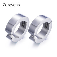 ZORCVENS Punk Men Black Stainless Steel Hoop Piercing Round Earrings Neutral Earring for Women Men Fashion Jewelry 2024 - buy cheap