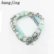 hangjing 3pcs/set bohe luxury friendship stretch New women charm dragonfly bee crystal bead natural stone bracelets for couples 2024 - buy cheap