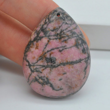 Natural 40x30MM Rhodonite Stone Bead Teardrop CAB Cabochon Hole Jewelry For Gift GEM Pendant 1PCS H157 2024 - buy cheap