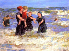 Children on beach oil painting Making Friends by Edward Henry Potthast High quality Hand painted Canvas Art Home Decor 2024 - buy cheap