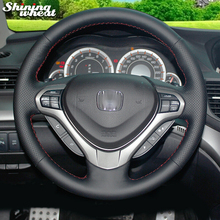 Shining wheat Black Genuine Leather Steering Wheel Cover for Honda Spirior OId Accord 2024 - buy cheap