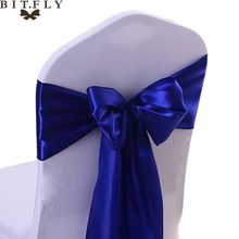 BIT.FLY 10pcs/lot Chair Sash Bow For Cover Wedding Chairs knot Party Banquet Event Xmas Decorations Satin Fabric Supply 15*275cm 2024 - buy cheap