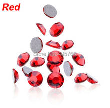 Wholesale 1400PCS Red Color 3D Crystal Flat Back Rhinestone Acrylic Nail Art Gems Decals Size 6SS-2.0MM TG# 2024 - buy cheap