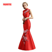 FADISTEE New arrival luxury party evening dress Vestido de Festa mermaid satin appliques flowers lace-up long style dress 2024 - buy cheap