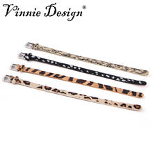 Vinnie Design Jewelry Fashion Leopard Pattern Genuine Leather Bracelet 21cm Wrap Keepers Bracelets for Slide Charms 10pcs/lot 2024 - buy cheap