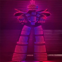 Traje de baile de salón con luz led para hombre, robot para actuaciones de cantante, dj, RGB, trajes de zancos, traje de tela led de colores, RE16 2024 - compra barato