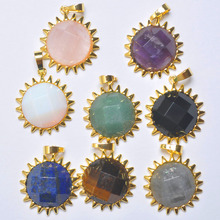 Mixed Stone Crystal/Carnelian/Opal/Aventurine/Labradorite Stone Faceted Bead Pendant Sunlight Jewelry Fashion 1PCS S3096-S3103 2024 - buy cheap