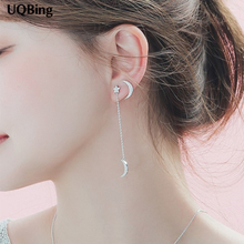 Pendientes de plata de ley 925 con diamantes de imitación para mujer, aretes asimétricos con forma de luna y Estrella, joyería Brincos, envío gratis 2024 - compra barato