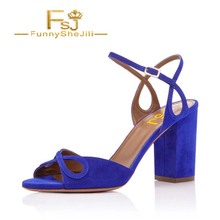 Sandálias femininas sensuais camurça azul royal cinta de tornozelo para baile verão incomparavelmente generoso atrativo moda nobre fsj 2024 - compre barato