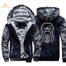 Programa de TV sudaderas de VIKINGS hombres 2019 invierno grueso camuflaje sudaderas de los hombres de lana de manga larga chaquetas de talla grande con capucha M-4XL 2024 - compra barato