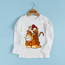 Boys and Girls Donkey Kong Country Print T shirt Kids Super Smash Bros Funny Clothes Baby Cartoon Long Sleeve T-shirt,LKP5221 2024 - buy cheap