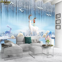 beibehang Custom Modern minimalist Nordic elk embossed stereo wallpaper for living room TV background 3D wall papers home decor 2024 - buy cheap