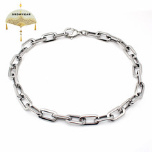 Chunky Link Chain Necklaces Fashion Jewelry Women Men Stainless Steel Flat O Chain Silver Color 2024 - buy cheap