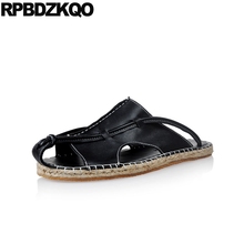 breathable slippers slip on designer summer men sandals leather rope fashion genuine slides mules brown shoes black espadrilles 2024 - buy cheap