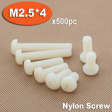 DIN7985-Cabeza de sartén de nailon de plástico blanco, 500 Uds., tornillos de cabeza de queso empotrada en cruz, tornillo Phillips M2.5 x 4 2024 - compra barato